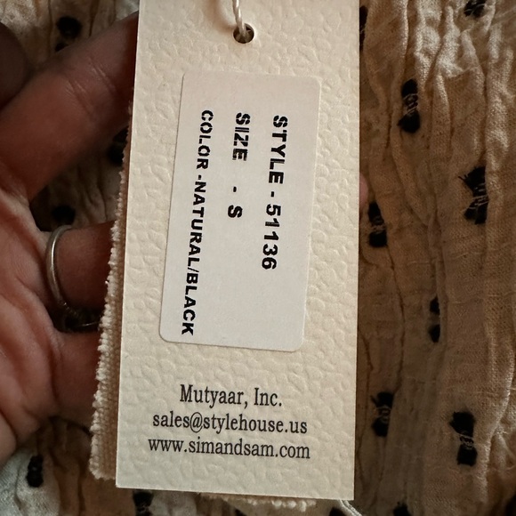 Sim & Sam Linen Beige and Black Dot Dress - Picture 5 of 7